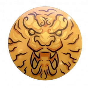 Оружие Lego Щит Circular Convex Face with Black and Gold Ninjago Lion 75902pb17 6302878 Pearl Gold Б/У