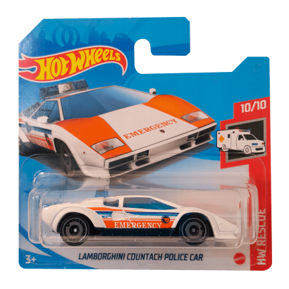 Машинка Базова Hot Wheels Lamborghini Countach Police Car Treasure Hunts Rescue 1:64 GTC86 White - Retromagaz