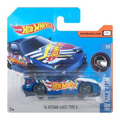 Машинка Базовая Hot Wheels '96 Nissan 180SX Type X Race Team 1:64 DTY69 Blue - Retromagaz