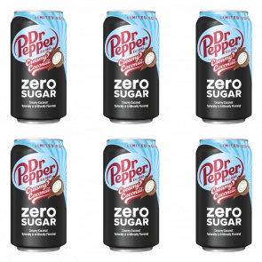 Набір Напій Dr Pepper Creamy Coconaut Limited Edition Zero Sugar 355ml 6шт - Retromagaz