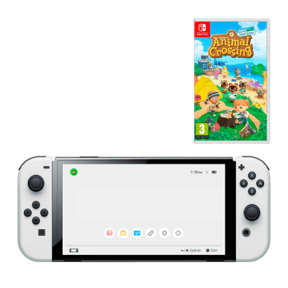 Набор Консоль Nintendo Switch OLED Model HEG-001 64GB White Новый + Игра Animal Crossing: New Horizons Русская Озвучка - Retromagaz