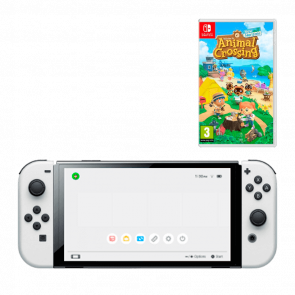 Набор Консоль Nintendo Switch OLED Model HEG-001 64GB White Новый + Игра Animal Crossing: New Horizons Русская Озвучка