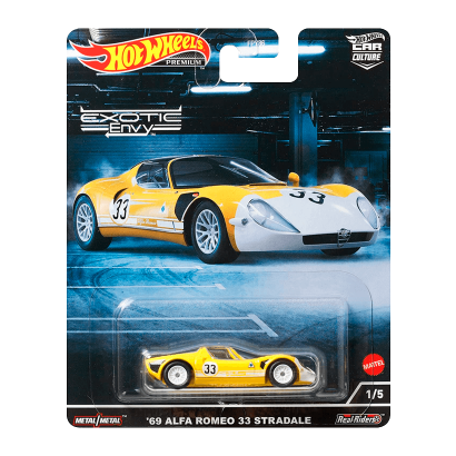 Машинка Premium Hot Wheels '69 Alfa Romeo 33 Stradale Exotic Envy 1:64 HCJ91 Yellow - Retromagaz