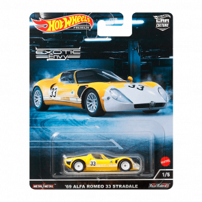 Машинка Premium Hot Wheels '69 Alfa Romeo 33 Stradale Exotic Envy 1:64 HCJ91 Yellow - Retromagaz