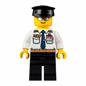 Фігурка Lego Airport 973pb2367 Pilot Belt and ID Badge Black Hat City air049 Б/У - Retromagaz