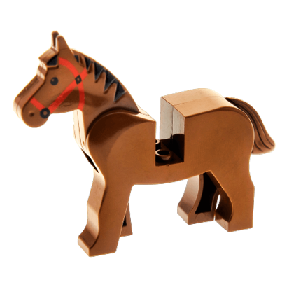 Фігурка Lego Земля Horse with Black Eyes Red Bridle Black Mane Pattern Animals 4493c01pb01 1 Brown Б/У - Retromagaz