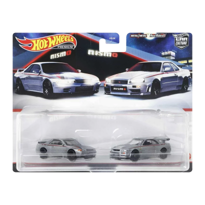 Машинка Premium Hot Wheels 2шт Nissan Skyline GT-R (BNR32) / (BNR34) NISMO 2-Packs 1:64 HCY75 Metallic Silver - Retromagaz