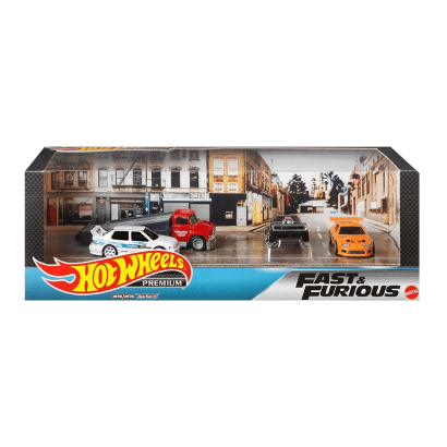 Машинка Premium Hot Wheels 4шт Volkswagen Jetta MK3 / '70 Dodge Charger R/T / Toyota Supra / Carry On Fast & Furious Diorama 1:64 GMH41 White - Retromagaz