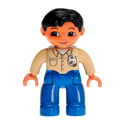 Фигурка Lego Boy Mechanic Blue Legs Tan To Duplo 47394pb023 Б/У - Retromagaz