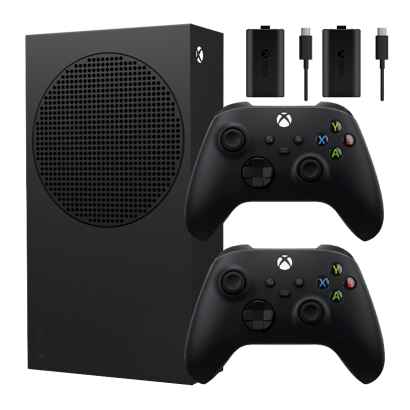 Набор Консоль Microsoft Xbox Series S 1TB Carbon Black Новый  + Геймпад Беспроводной + Аккумулятор Play and Charge 2шт - Retromagaz