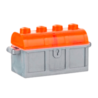 Ємність Lego Treasure Chest Bott Lid 2 x 4 x 2 4738ac02 4739a 6125675 473947 6125676 Flat Silver Trans-Neon Orange Б/У - Retromagaz