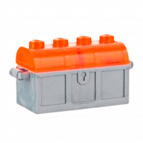 Ємність Lego Treasure Chest Bott Lid 2 x 4 x 2 4738ac02 4739a 6125675 473947 6125676 Flat Silver Trans-Neon Orange Б/У