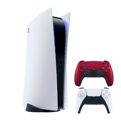 Набор Консоль Sony PlayStation 5 Blu-ray 825GB White Новый + Геймпад Беспроводной DualSense Volcanic Red - Retromagaz