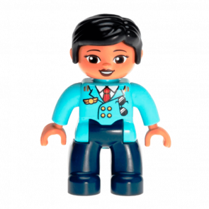 Фігурка Lego Girl Pilot Dark Blue Legs Medium Azure Top Duplo 47394pb249 Б/У - Retromagaz