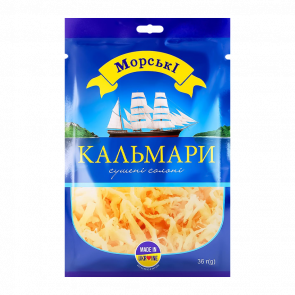 Снеки Рыбные Морские Кальмары Сушеные Соленые 36g - Retromagaz