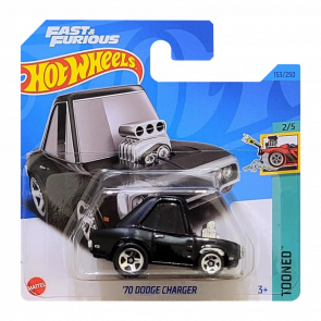 Машинка Базовая Hot Wheels Fast & Furious '70 Dodge Charger Tooned 1:64 HKG57 Black - Retromagaz