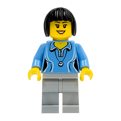 Фігурка Lego People 973pb0984 Medium Blue Female Shirt with Two Buttons and Shell Pendant City cty0472 Б/У - Retromagaz