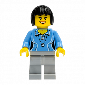 Фігурка Lego People 973pb0984 Medium Blue Female Shirt with Two Buttons and Shell Pendant City cty0472 Б/У