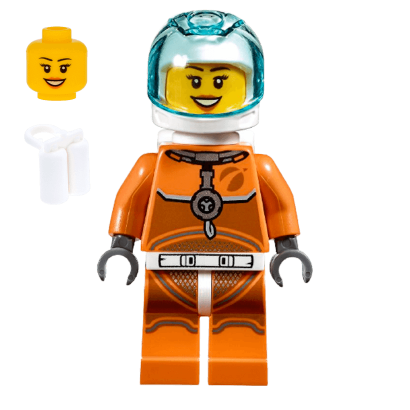 Фигурка Lego Space Port 973pb3557 Astronaut Female Orange Spacesuit City cty1065 Б/У - Retromagaz