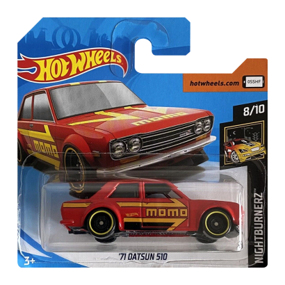 Машинка Базовая Hot Wheels '71 Datsun 510 MOMO Nightburnerz 1:64 FYD14 Red - Retromagaz