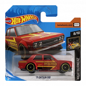 Машинка Базовая Hot Wheels '71 Datsun 510 MOMO Nightburnerz 1:64 FYD14 Red - Retromagaz