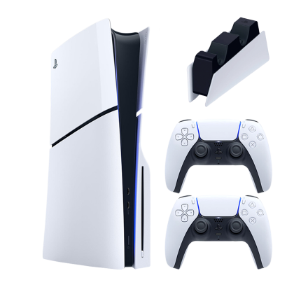 Набор Консоль Sony PlayStation 5 Slim Blu-ray 1TB White Новый  + Геймпад Беспроводной DualSense + Зарядное Устройство Проводной DualSense - Retromagaz