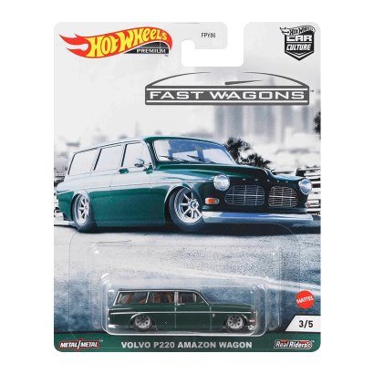 Машинка Premium Hot Wheels Volvo P220 Amazon Wagon Fast Wagons 1:64 GRJ64 Green - Retromagaz