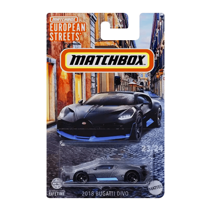 Тематическая Машинка Matchbox 2018 Bugatti Divo European Streets 1:64 Blue - Retromagaz