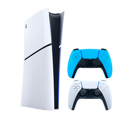 Набір Консоль Sony PlayStation 5 Slim Digital Edition 1TB White Новий + Геймпад Бездротовий DualSense Ice Blue - Retromagaz