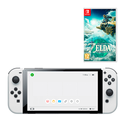 Набор Консоль Nintendo Switch OLED Model HEG-001 64GB White Новый  + Игра The Legend of Zelda: Tears of the Kingdom Русская Озвучка - Retromagaz