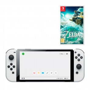 Набор Консоль Nintendo Switch OLED Model HEG-001 64GB White Новый  + Игра The Legend of Zelda: Tears of the Kingdom Русская Озвучка - Retromagaz