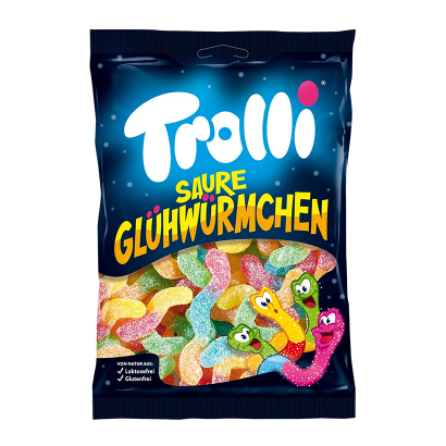 Конфеты Жевательные Trolli Sour Glowworms Кислые Светлячки 150g - Retromagaz