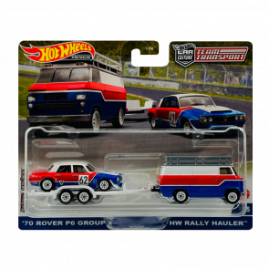 Машинка Premium Hot Wheels 2шт '70 Rover P6 Group 2 и Транспортер HW Rally Hauler Team Transport 1:64 FLF56/HKF45 Red - Retromagaz