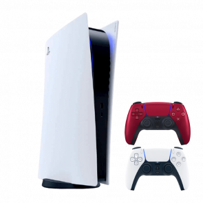 Набор Консоль Sony PlayStation 5 Digital Edition 825GB White Новый + Геймпад Беспроводной DualSense Volcanic Red