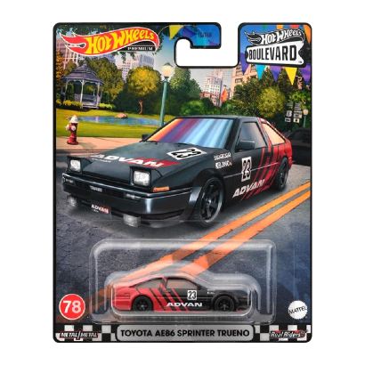 Машинка Premium Hot Wheels Toyota AE86 Sprinter Trueno ADVAN Boulevard 1:64 GJT68/HKF28 Black - Retromagaz