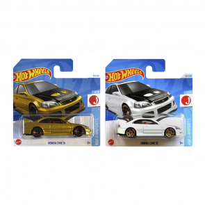 Набор Машинок Базових Hot Wheels Honda Civic Si HTC41 Gold + HTD07 White 1:64 - Retromagaz