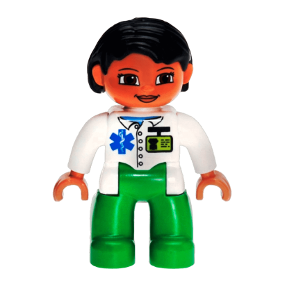 Фигурка Lego Girl Medic Bright Green Legs White Top Duplo 47394pb137 Б/У - Retromagaz