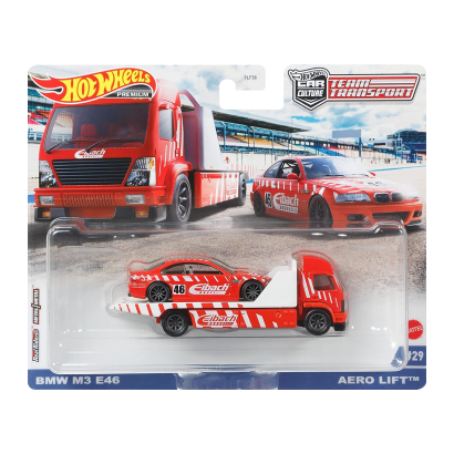 Машинка Premium Hot Wheels 2шт BMW M3 E46 и Транспортер Aero Lift Team Transport 1:64 GRK57 Red - Retromagaz