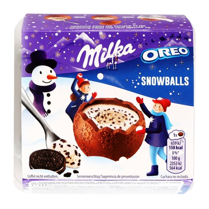 Шоколад Молочний Milka Snow Balls зі Шматочками Печива Oreo 112g - Retromagaz