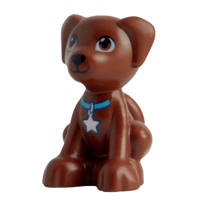 Фигурка Lego Земля Dog Friends Puppy Black Nose and Medium Azure Collar with Silver Star Tag Animals 27986pb01 1 6179048 Reddish Brown Б/У - Retromagaz