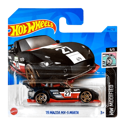 Машинка Базовая Hot Wheels '15 Mazda MX-5 Miata Modified 1:64 HKH87 Black - Retromagaz