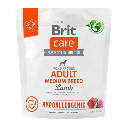 Сухой Корм для Собак с Пищевой Аллергией Brit Care Adult Medium Breed Ягнёнок 1kg - Retromagaz