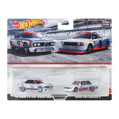 Машинка Premium Hot Wheels 2шт '73 BMW 3.0 CSL Race Car / 320 Group 5 2-Packs 1:64 HKF55 White - Retromagaz