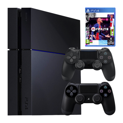 Набор Консоль Sony PlayStation 4 CUH-10-11хх 500GB Black Б/У  + Геймпад Беспроводной RMC DoubleShock 4 + Игра FIFA 21 Русская Озвучка - Retromagaz