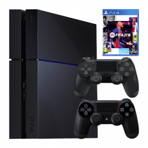 Набор Консоль Sony PlayStation 4 CUH-10-11хх 500GB Black Б/У  + Геймпад Беспроводной RMC DoubleShock 4 + Игра FIFA 21 Русская Озвучка - Retromagaz