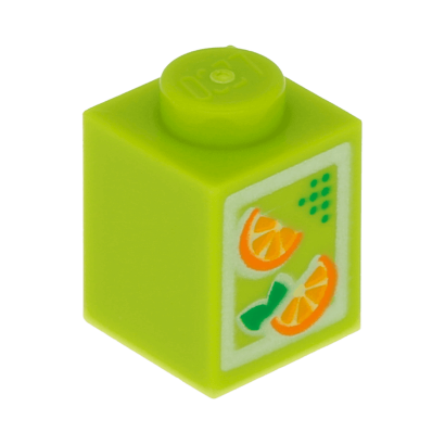 Кубик Lego Звичайна Декоративна Oranges Pattern Juice Carton 1 x 1 3005pb017 4622047 Lime Б/У - Retromagaz