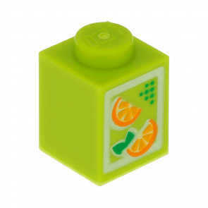 Кубик Lego Обычная Декоративная Oranges Pattern Juice Carton 1 x 1 3005pb017 4622047 Lime Б/У - Retromagaz