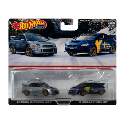 Машинка Premium Hot Wheels 2шт Subaru Impreza WRX / '16 STI 2-Packs 1:64 HKF60 Silver - Retromagaz