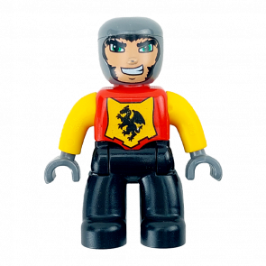 Фигурка Lego Boy Castle Black Legs Red Chest Bright Light Orange Arms Duplo 47394pb092 Б/У - Retromagaz