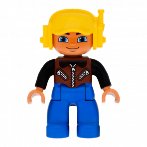 Фигурка Lego Boy Blue Legs Brown Vest Duplo 47394pb157 Б/У